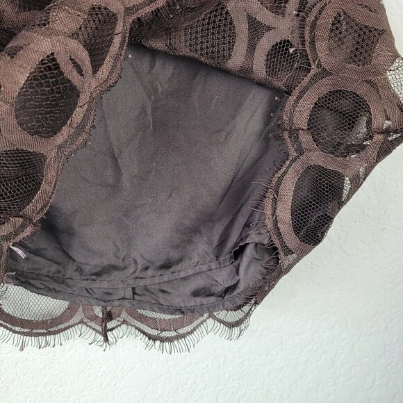 Robert Rodriguez Sz 2 Off The Shoulder Top Lace Over Silk Brown Circle Design - Picture 9 of 11